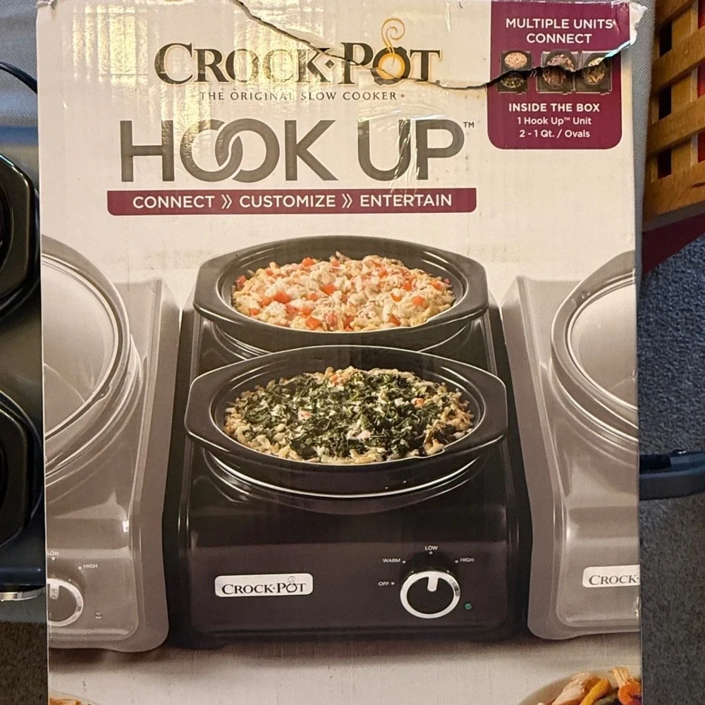 Crock-Pot Hook Up Connectable Entertaining System Double 1 Qt Slow Cooker Black